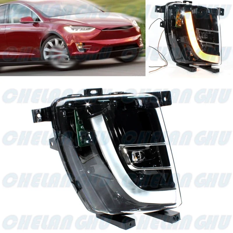 

For Tesla Model X 2016 2017 2018 2019 2020 2021 European version Car accessories Right Side Front Bumper LED DRL Fog Lights Lamp