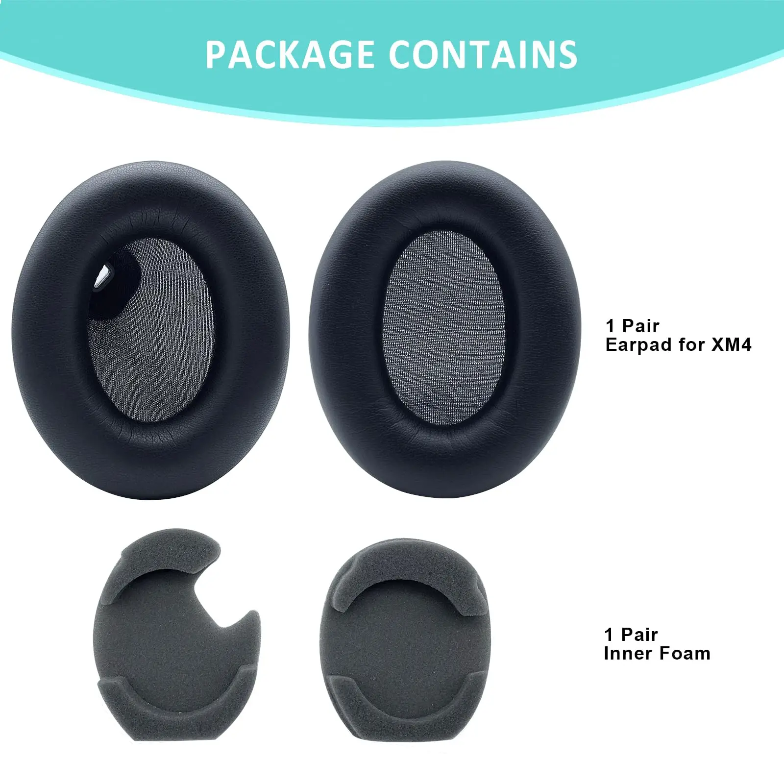 WH-1000XM4 Earpad Cushions, Replacement Ear Pad for Sony WH-1000XM4 Headphones with Noise Isolation Foam Soft Protein Leather