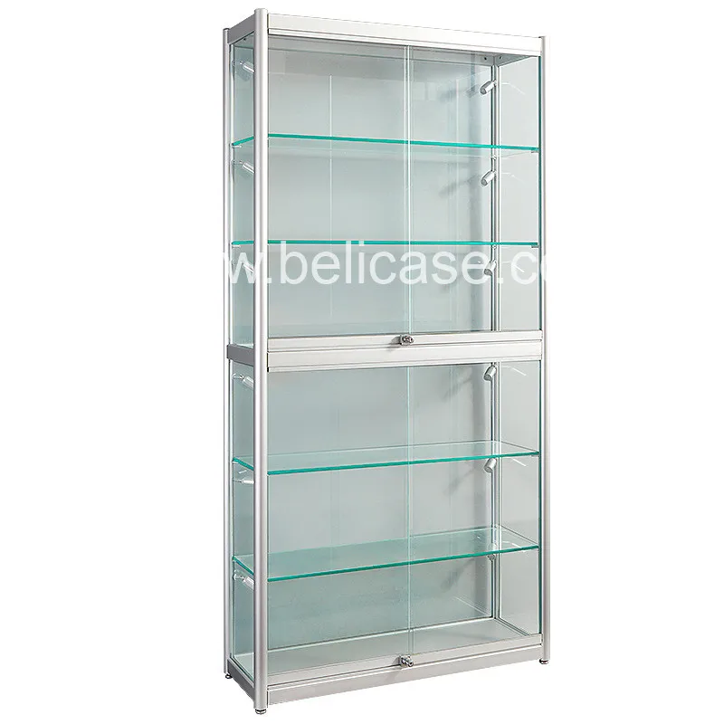 (customized)Multi-purpose Aluminum Glass Display Cabinet Lockable Showcase with LED Light  Phone Display Counter