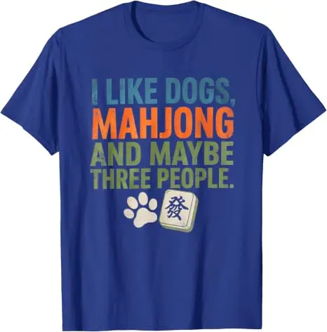 Ich mag Hunde, Mahjong und vielleicht drei Leute – Vintage Mah-Jong T-Shirt im Y2K-Stil mit Hundespiel-Mahjong-Grafik und Spruch – Geschenk – Detail 10