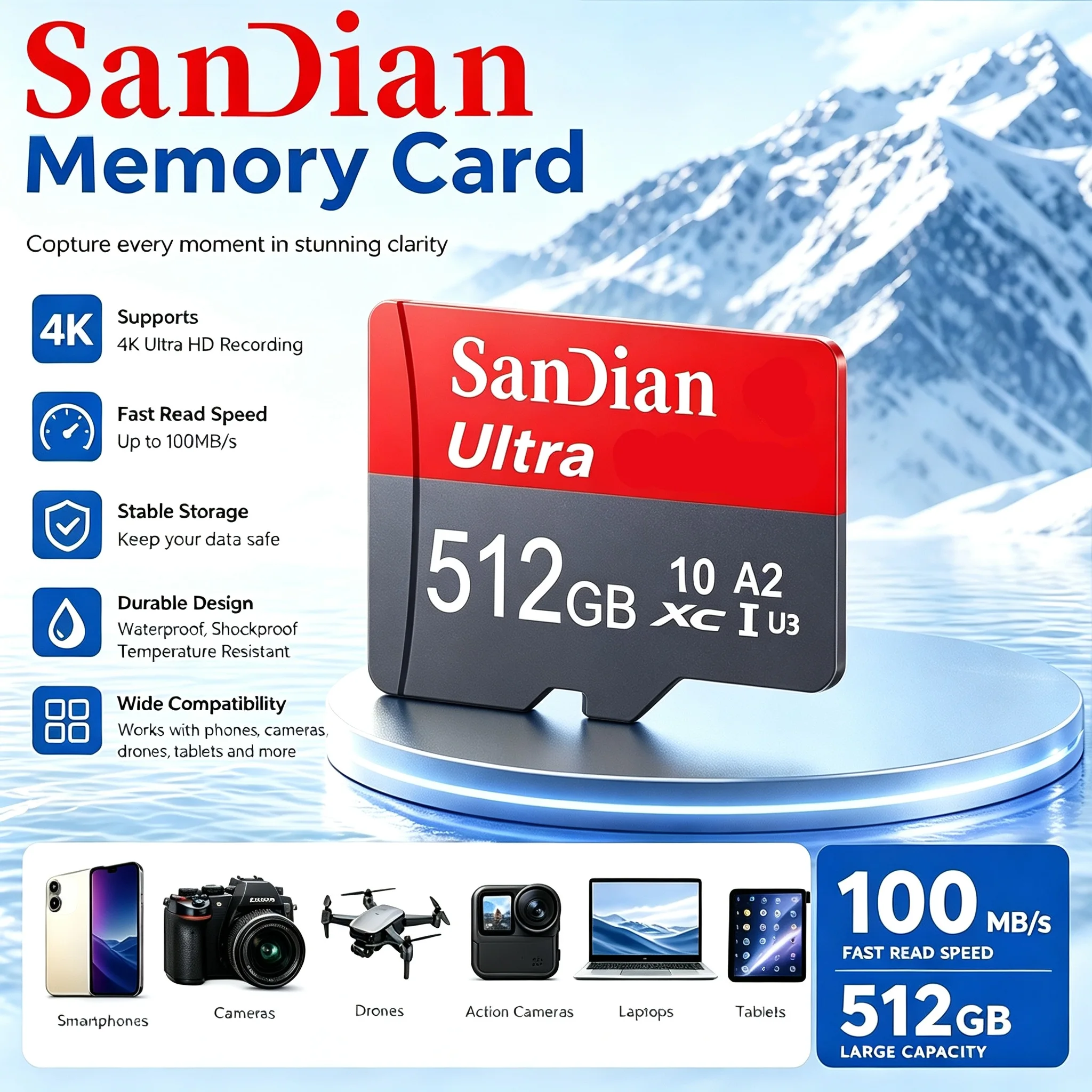 Large Capacity TF Cards 64GB 128GB 512GB 32GB Micro TF SD Card Memory Card SD Cards C10 for CCTV/Laptop/Desktop/E-Reader/Toy