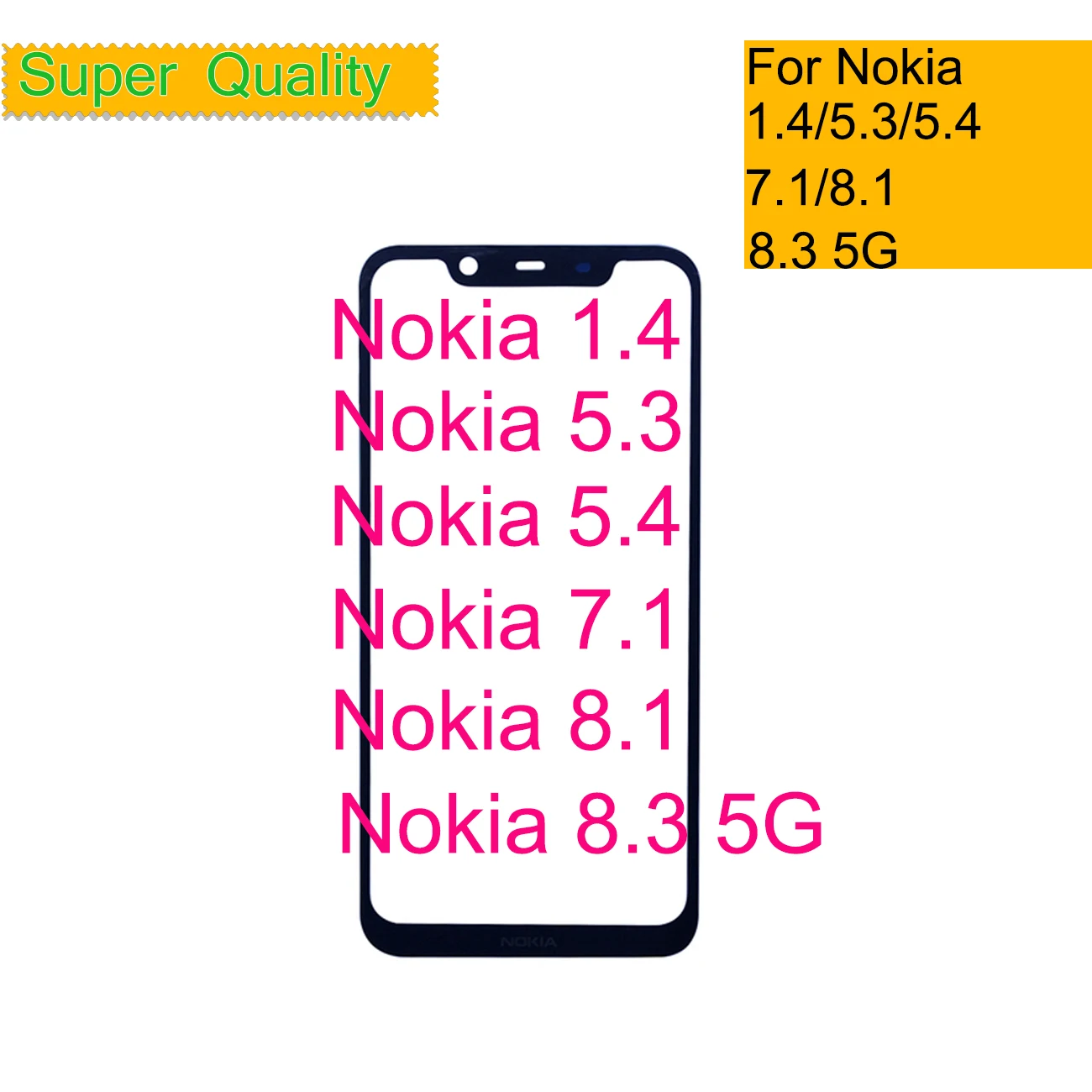 10Pcs/Lot For Nokia 1.4 5.3 5.4 8.1 Touch Screen Front Glass Panel LCD Outer Display Lens For Nokia 8.3 5G Front Glass