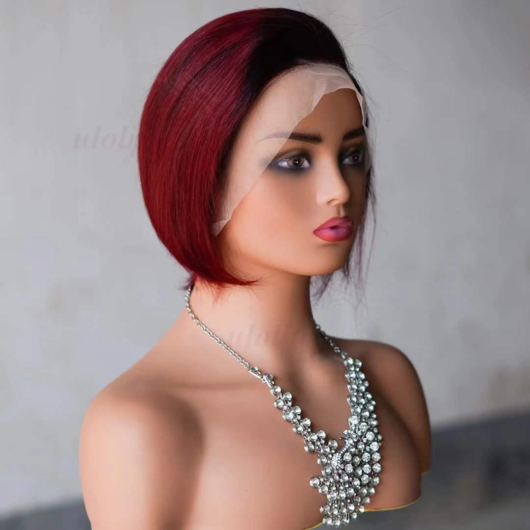 99JPixie Cut 13x4 Transparente Lace-Front-Perücken für Frauen, kurze Bob-Perücke, Inidan, vorgezupfte Lace-Frontal-Perücke aus Echthaar, 200 Dichte – Detail 27