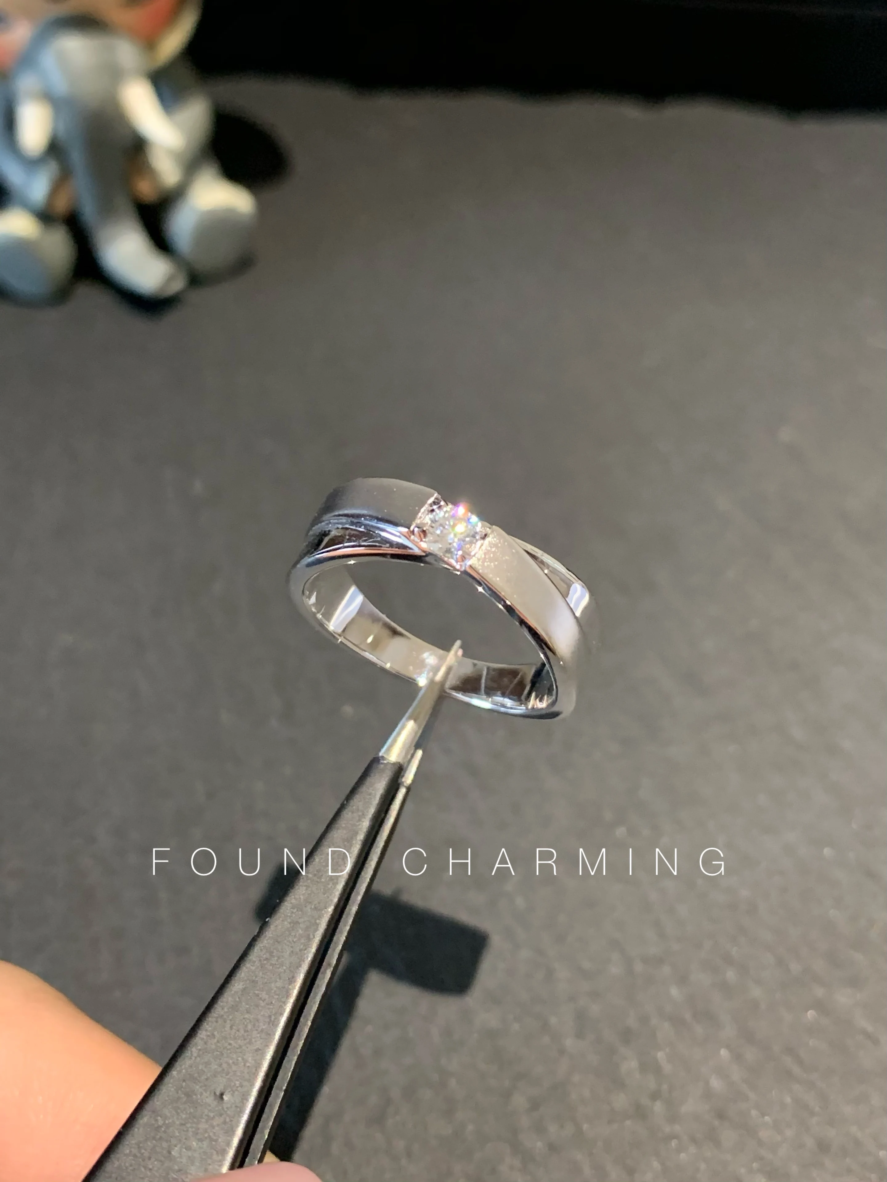 Moissanite Diamante Fosco Textura Cruz Anel De Noivado, Anéis Casal com S925 Prata, Jóias De Casamento para Homens e Mulheres