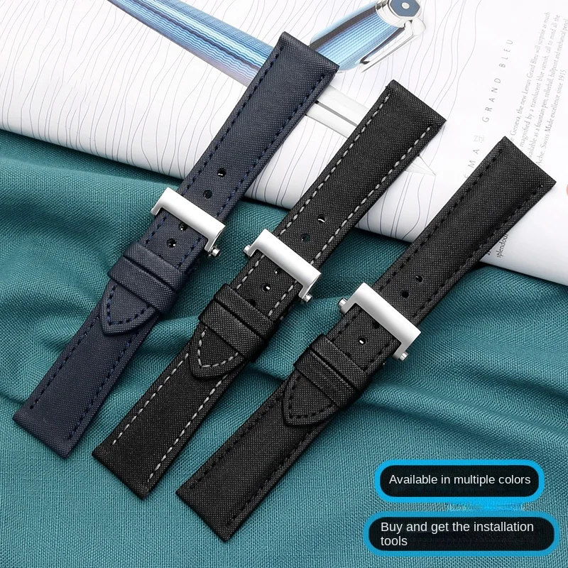 23mm High Quality Watch Band for Blancpain fifty Fathoms Special 5000 Watch Band 5100 Green Nylon Cowhide 5200 Butterfly Buckle