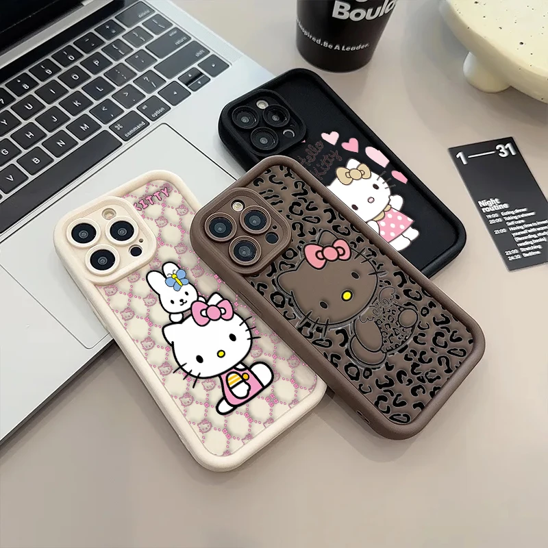 Hello Kitty Kawaii Cat For iPhone 15 14 13 12 11 Pro Max XS Max X XR 7 8 Plus 6S Eye Ladder Phone Case