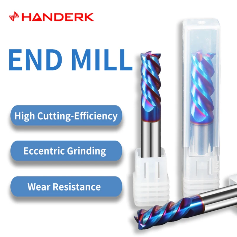 

HANDERK HRC65 Carbide Roughing End Mill 6mm 8mm 10mm Cutter Tools Extra Long Cutter Milling for Hard Type Metal Steel