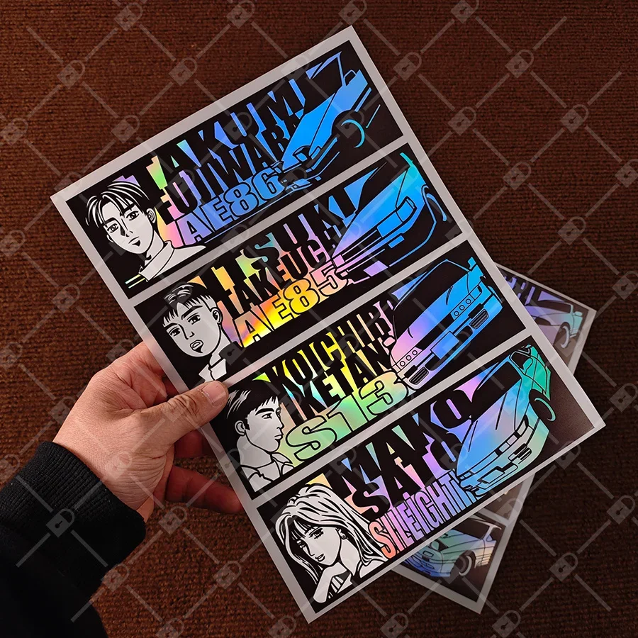 Initial D AE86 Takumi Fujiwara Sticker Set 8PCS, Waterproof UV Resistant Vinyl Decals for Car Motorcycle Laptop JDM Decor