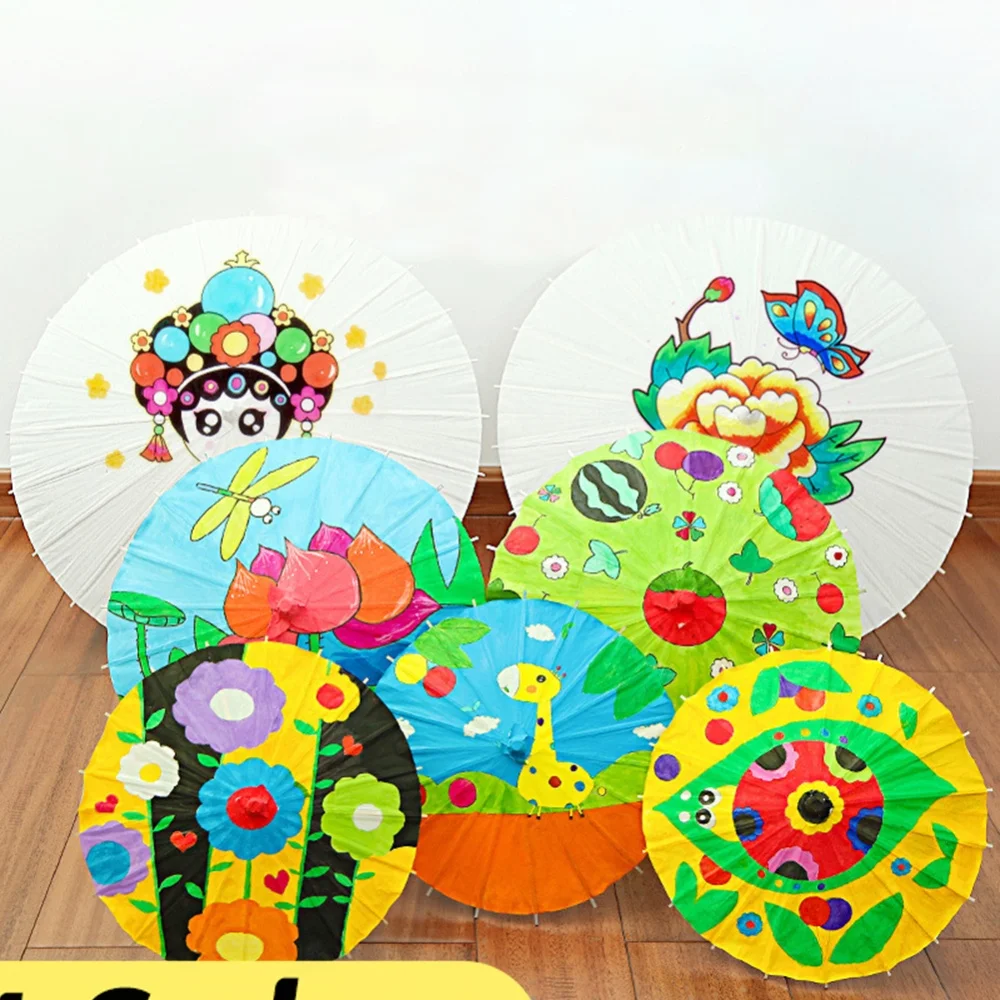 1-10Pcs Oiled Paper Umbrella 60cm Handmade Paper Umbrella Photography Props Decorative Chinese Parasol for Wedding Party Decor