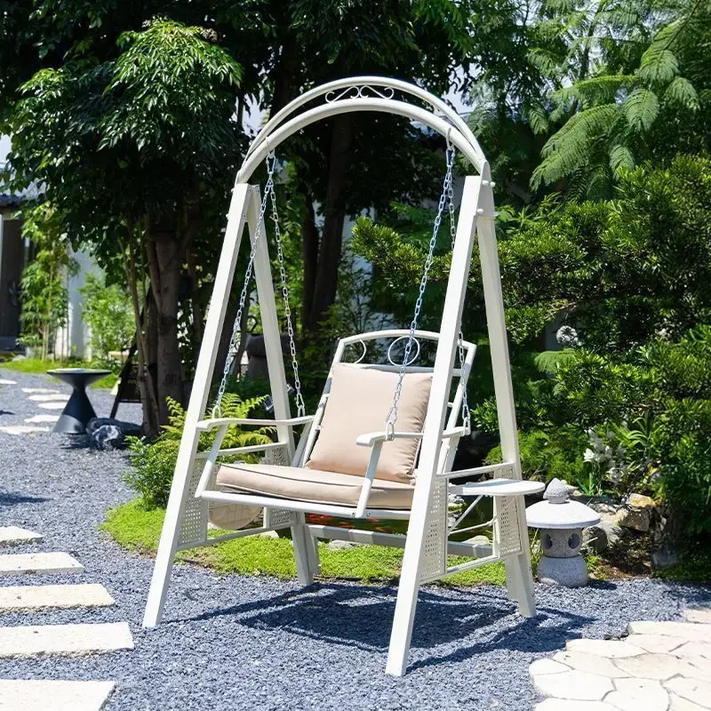 Outdoor swing courtyard rocking chair garden villa courtyard outdoor wrought iron leisure single balcony swing
