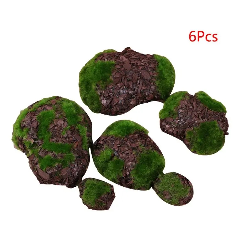 6 Pack Artificial Moss False Moss Stone Decors for Garden Crafting