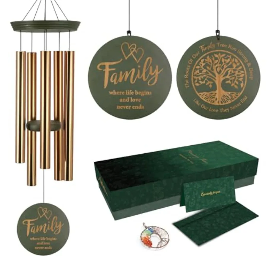 Wind Chimes for Outside, Outdoor Windchimes with Engraved Large Premium Tuned Metal Chimes for Mother/Grandma s, Home and Garde