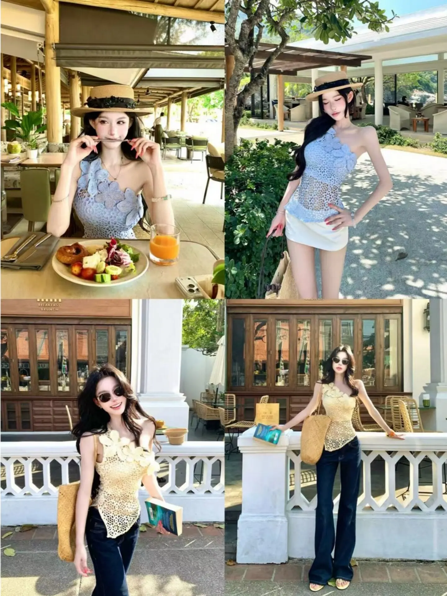 

Sexy Hollow out Strap Vest Women Summer Beach Vacation Style Slim Fit Sleeveless Top Lace Trim Polyester Fiber Casual Wear