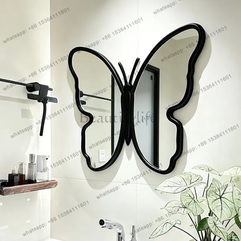 PG French Butterfly Shaped Bathroom Mirror with Light, American Bathroom Wall-Mounted Sink Mirror