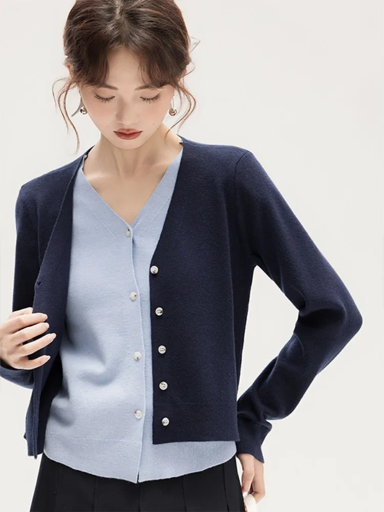 

Ретро художественный цветной вязаный свитер Blo, женский облегающий универсальный топ, модный осенний новый длинный свек, круглый Ne