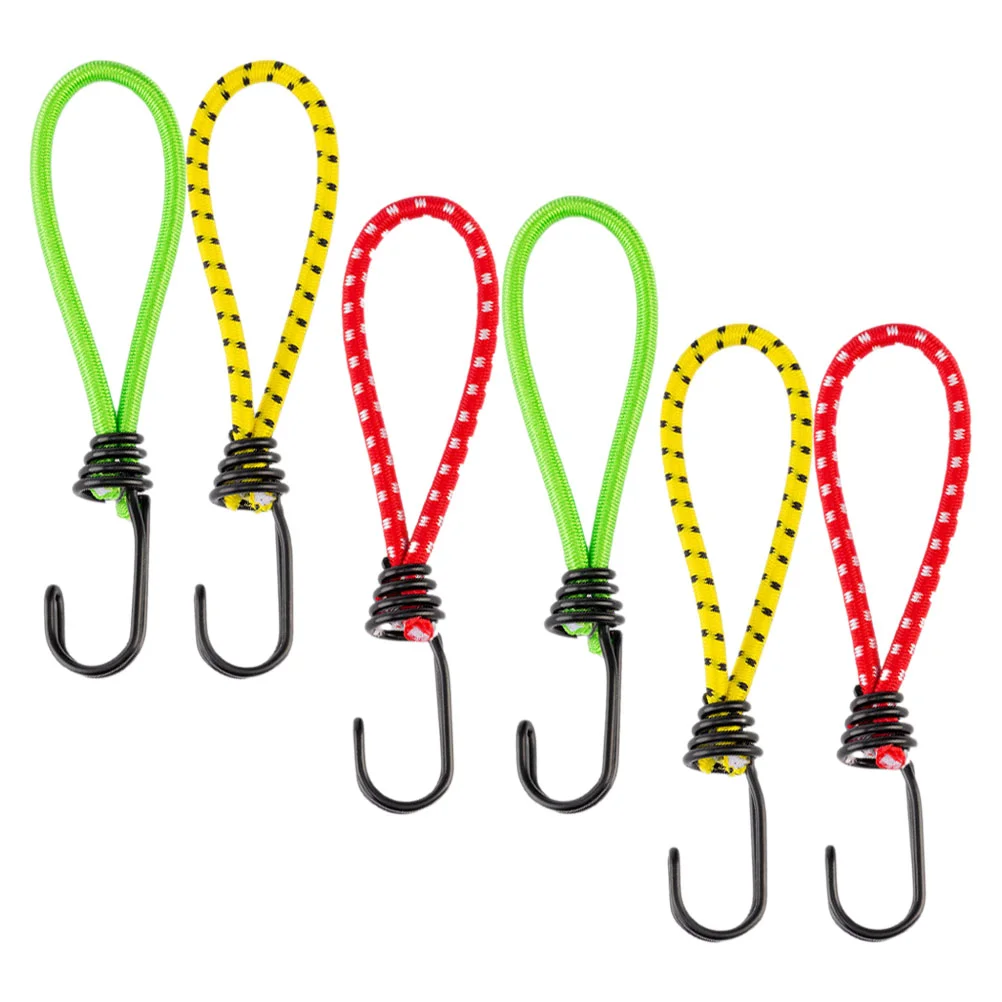 

6 Pcs Elastic Drawstring Hook Tent Fixing Peg Band Hooks Rope Buckle Pull Tightening Tool Multi-function Camping