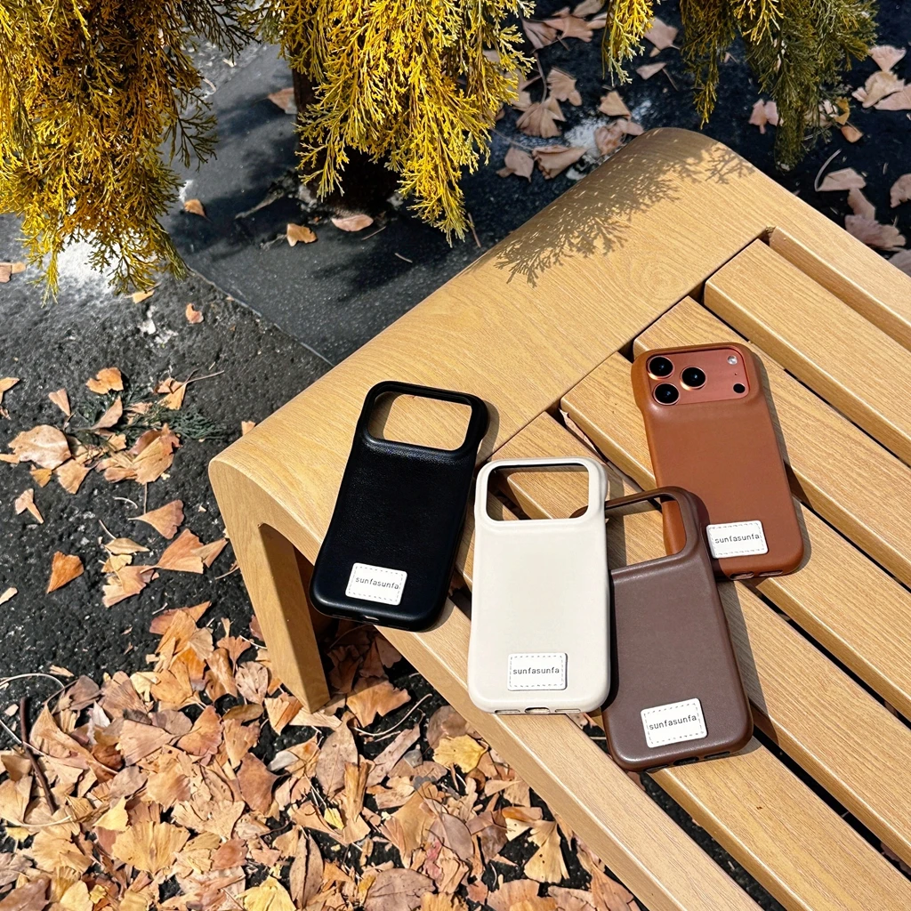

Simple Advanced Maillard Color Series Leather Shockproof Protective Phone Cover Case for iPhone 17 16 15 14 Pro Max