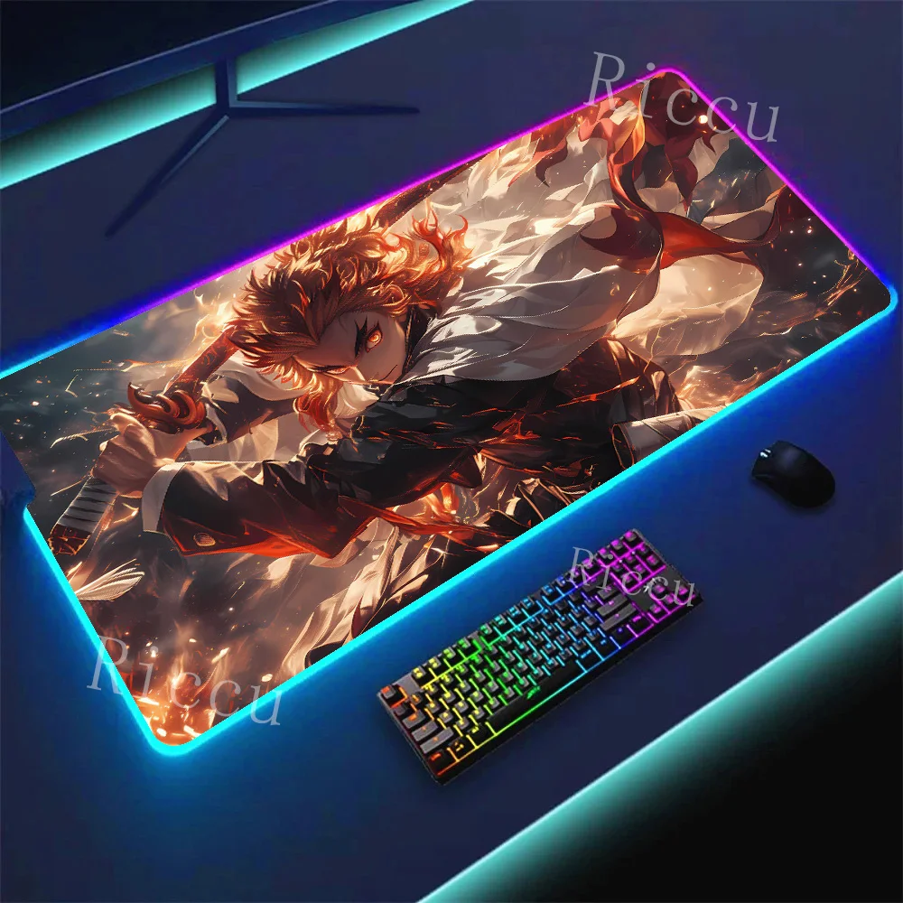 

RGB Gaming Laptops Keyboard Mat Kimetsu no Yaiba Mouse Pad Deskmat Pc Accessories Desk Protector Mousepad Gamer Anime Mause Pad