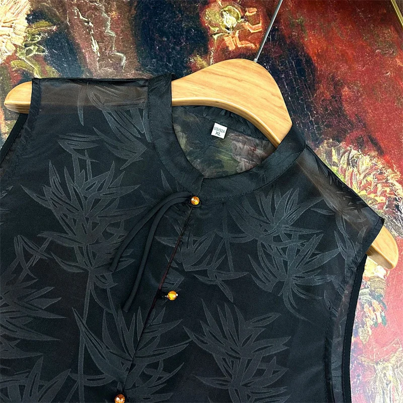 Neue Chinesische Stil Qipao Top Verbesserte Organza Sticken Blume Weste Top Dame Sommer Herbst Neue Hanfu Jacke Lose Tang Kleidung