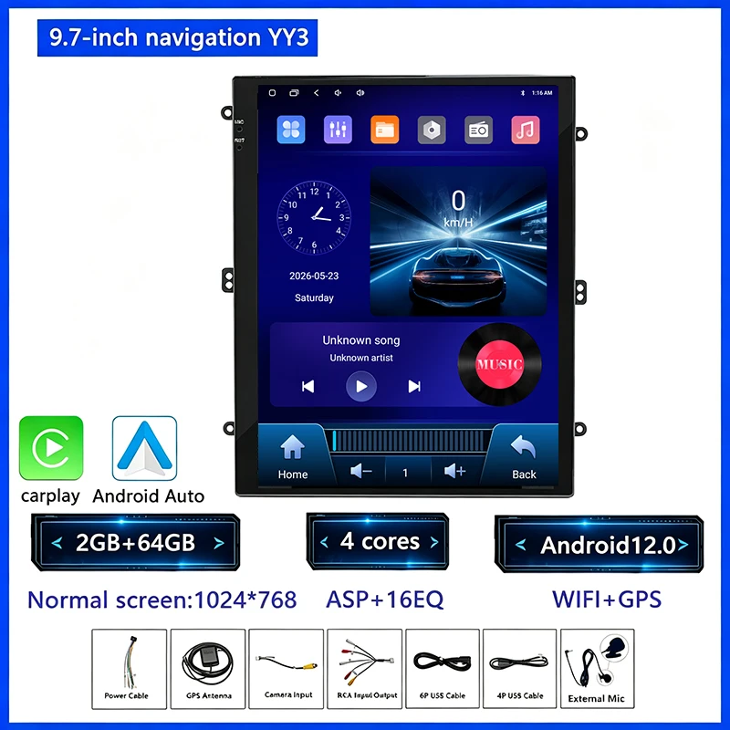 KNOWRO 9.7Inch Android 12 Carplay Auto 8 Core DSP Voor Nissan Autoradio Multimedia Video Player Navigaion 2Din
