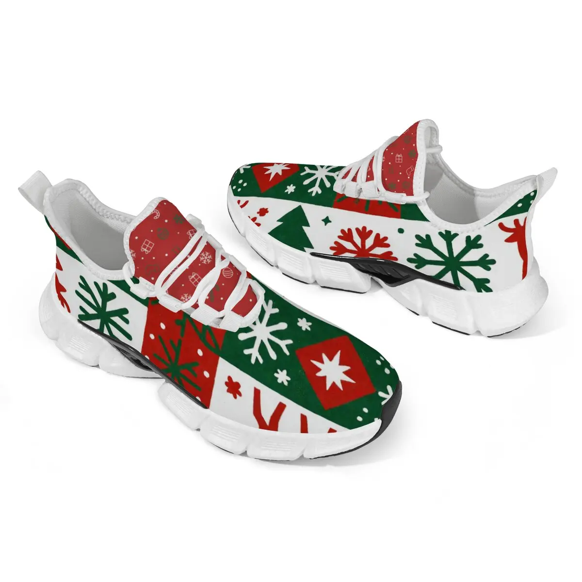 

Рождественская мужская повседневная спортивная обувь, дышащие легкие кроссовки с сетчатым принтом лося, белые кроссовки, спортивная прогулочная обувь