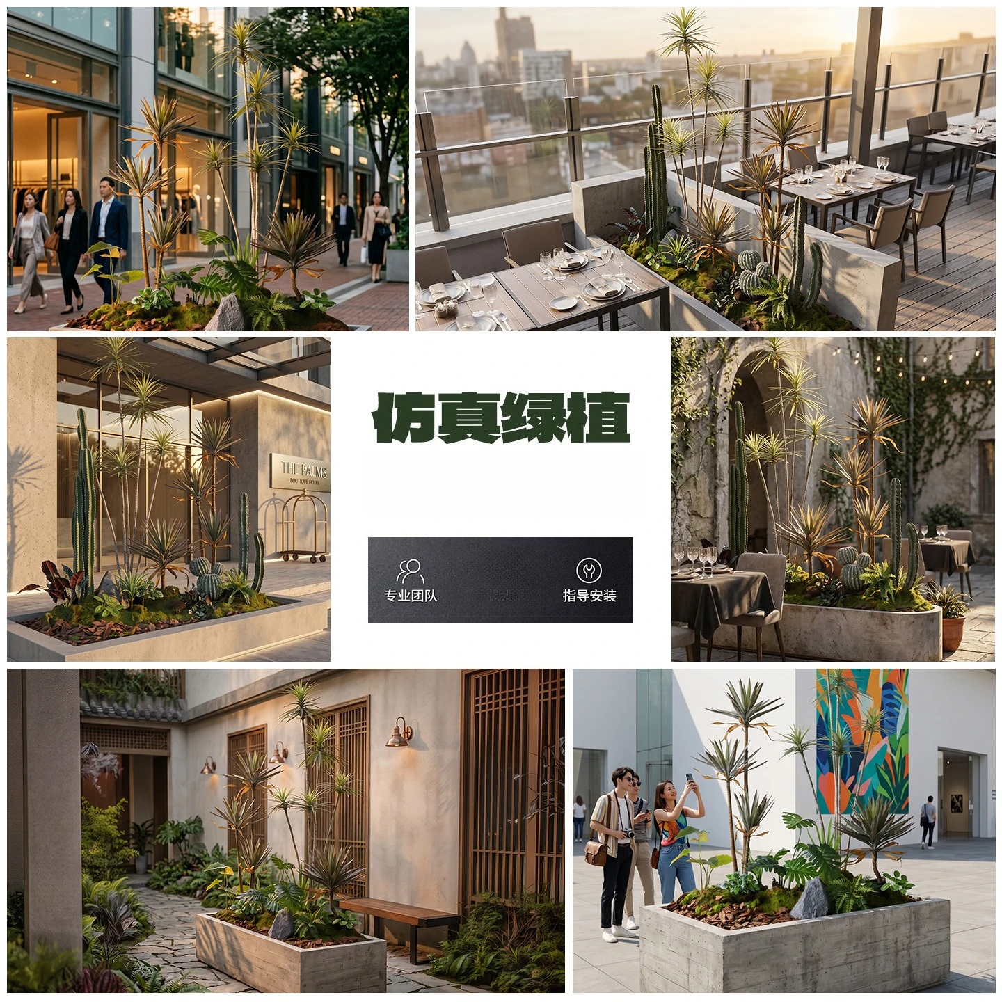 Simulated tropical rainforest biomimetic plant combination large-scale landscaping fake green plant landscape indoor