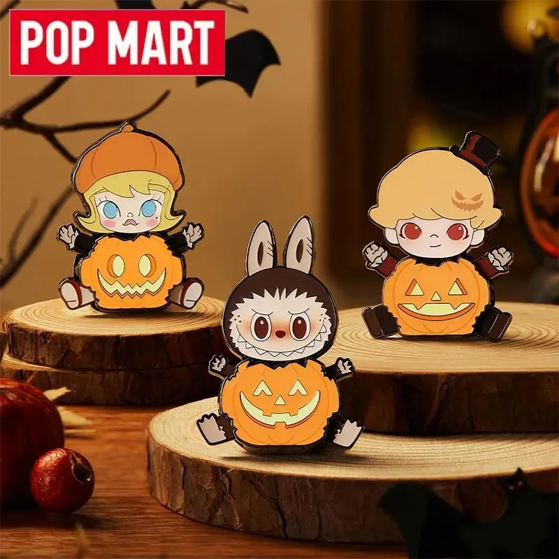 

POP MART Labubu The Monsters Happy Halloween Party Series Тыква Магнитный значок на холодильник Аниме Фигурка Оригинальные игрушечные украшения