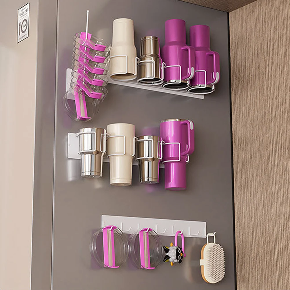 

Magnetic Cup Storage Organizer Holder for Stanley Tumbler Tumbler Lid Hook Magnetic Rack Magnetic Cup Holder for Refrigerator