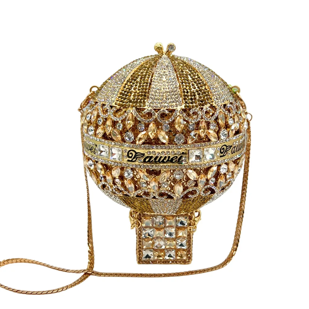 New Hot Air Balloon Rhinestone Evening Bag, Round Ball Diamond Clutch for Women, Perfect for Wedding Party Banquet & Formal