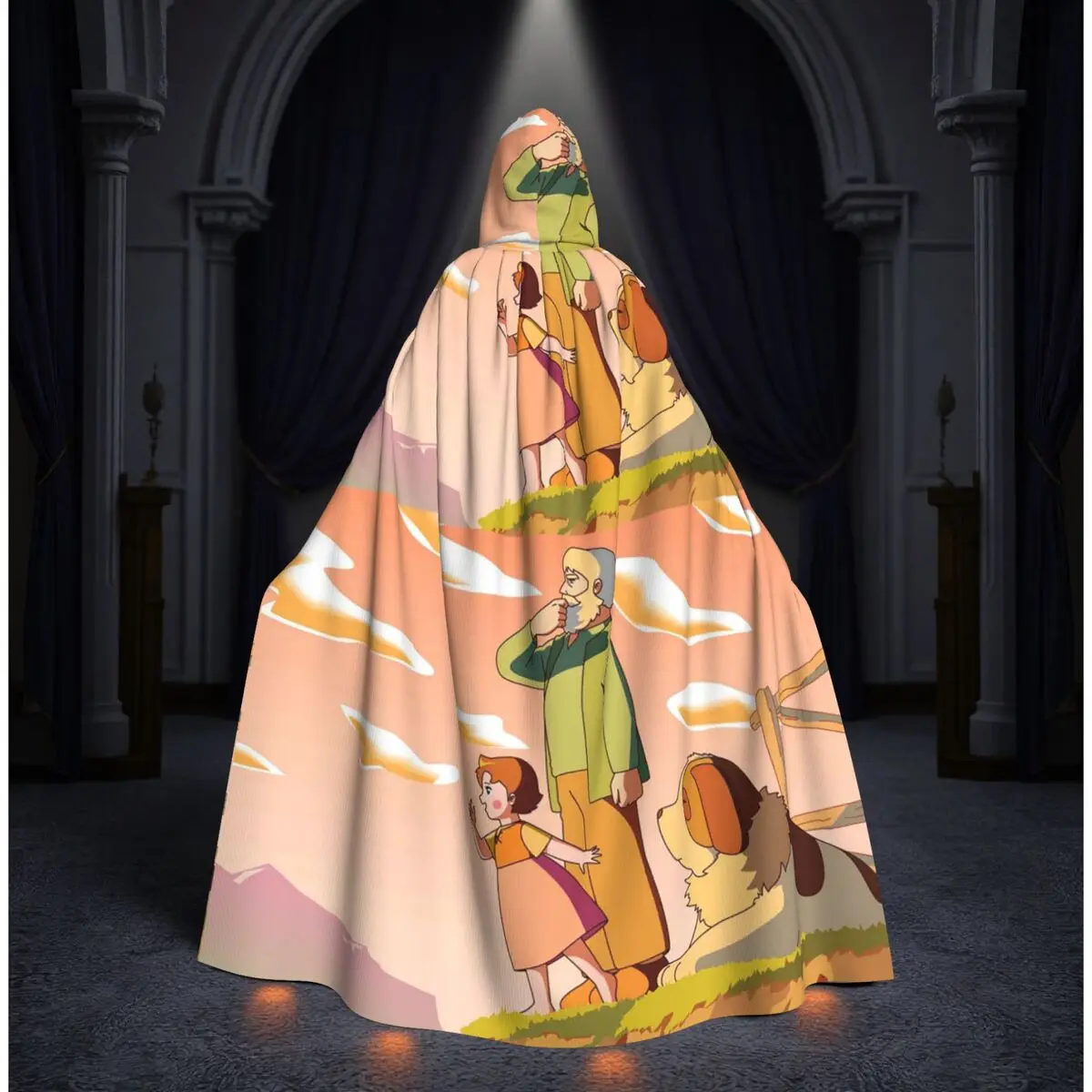 Capa Larga con Capucha de Heidi, Disfraz Medieval de Bruja, Capa de Cosplay para Halloween, Unisex para Adultos