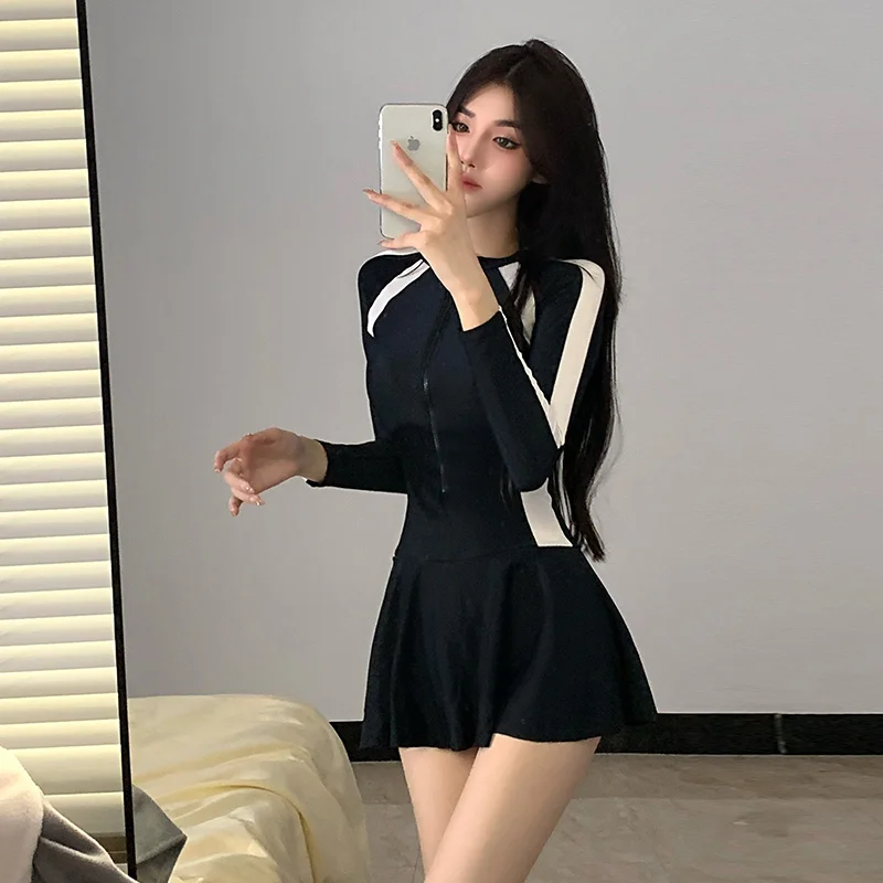 

Женский цельный купальник с длинными рукавами, термокомфортный, повседневный, больших размеров, полностью закрывающий тело, класса люкс, Pure Desire