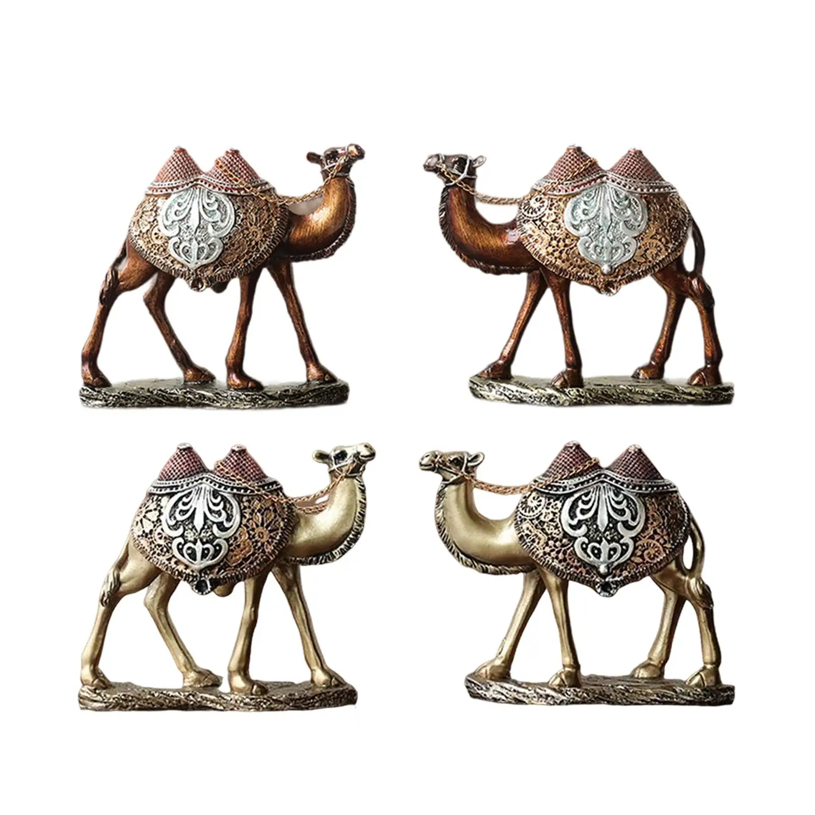 2Pcs Camel Statue Resin Art Figurine Decorative Luxury Funny Creative