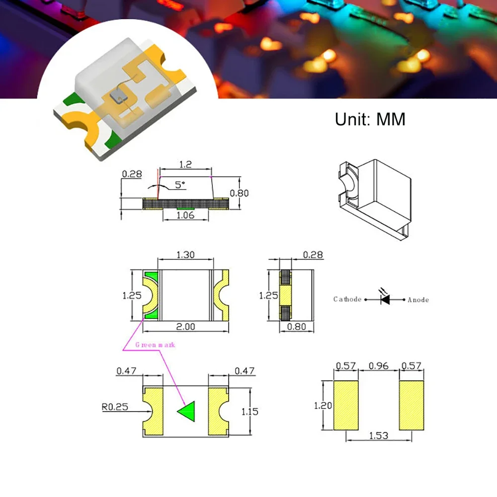 100PCS 0805 SMD LED Light Emitting Diodes Mini Surface Mount Chip Kit Super Bright Lighting Bulb Lamps Electronics Components