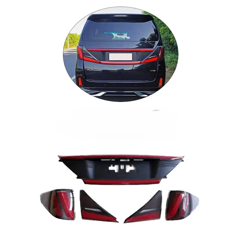 For 2009-2015  Alphard Vellfire 20 Series Full LED Taillights Red Lens with Yellow Running Light 12V Upgrade Modificationcustom