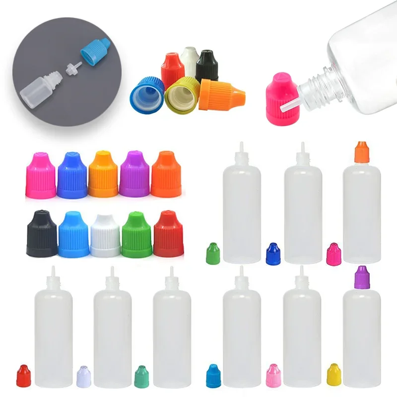 100PCS 3-120ml Empty LDPE Plastic Squeezable Dropper Bottles Long Thin Tip Liquid Fill Containers Eye Dropping Refillable Bottle