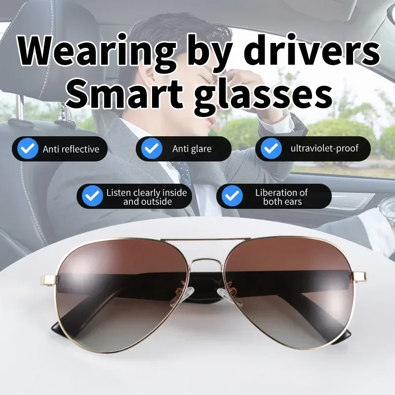 Bluetooth Glasses Smart Glasses Listening To Songs Calling Sunglasses UV380 Ultraviolet Polarized Lenses Support Fast Charging