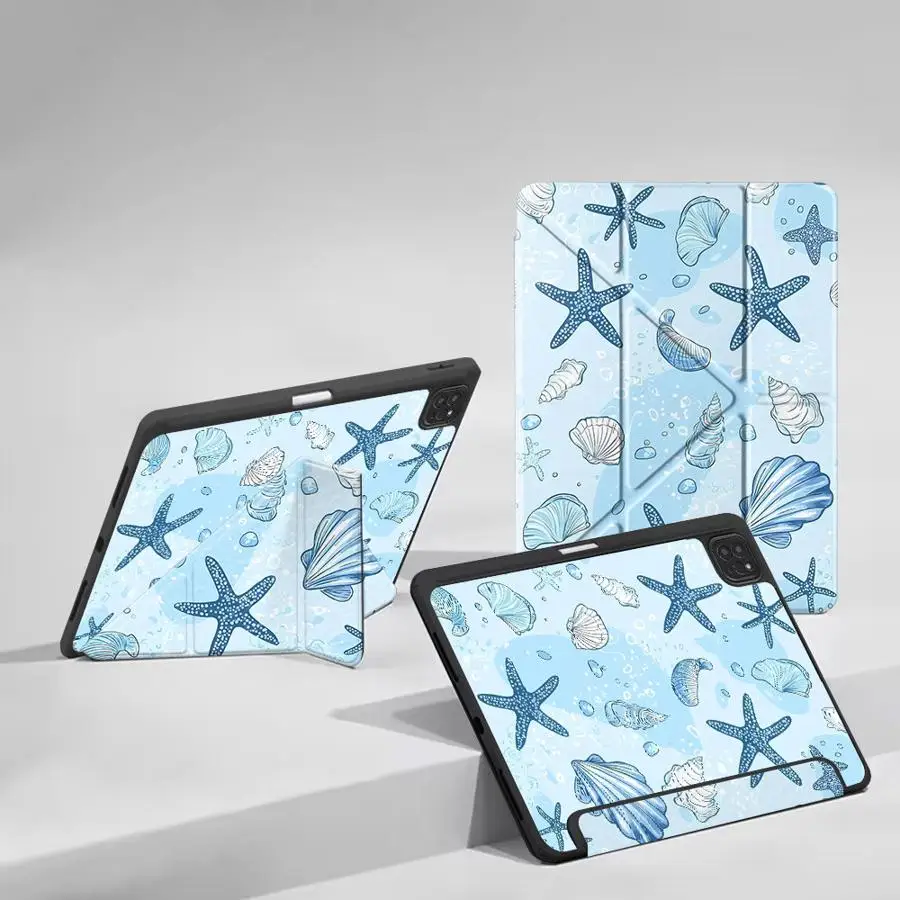 

Blue Shell Pattern Tablet Case For iPad Mini 6 7 Air 4 5 M3 M2 1 2 M4 11inch Pro 11th 10th 9th 8th 7th 12.9inch Pro 2025 Holder