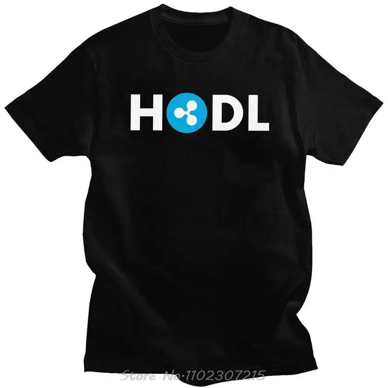 Ripple XRP HODL Crypto To The Moon T Shirt Men Pure Cotton Tshirt Graphic Tee Tops Short Sleeved Bitcoin T-shirt Clothing Gift