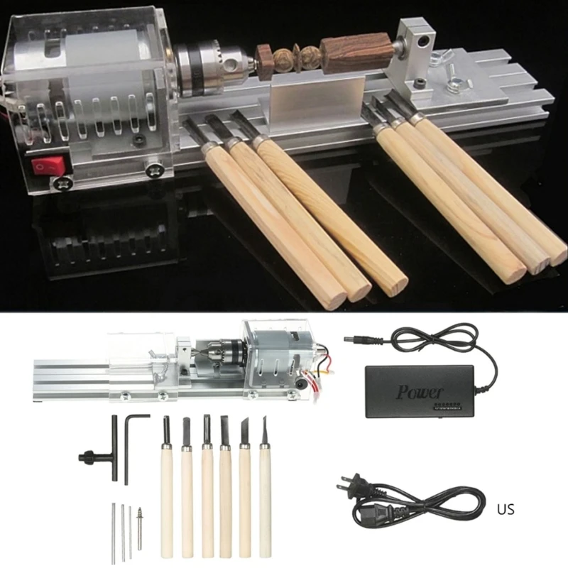 Strong Power Lathe Beads Machine with Clear Organic Dustproof Glass Cover with Convective Cooling Hole Cutting Tool Dropship