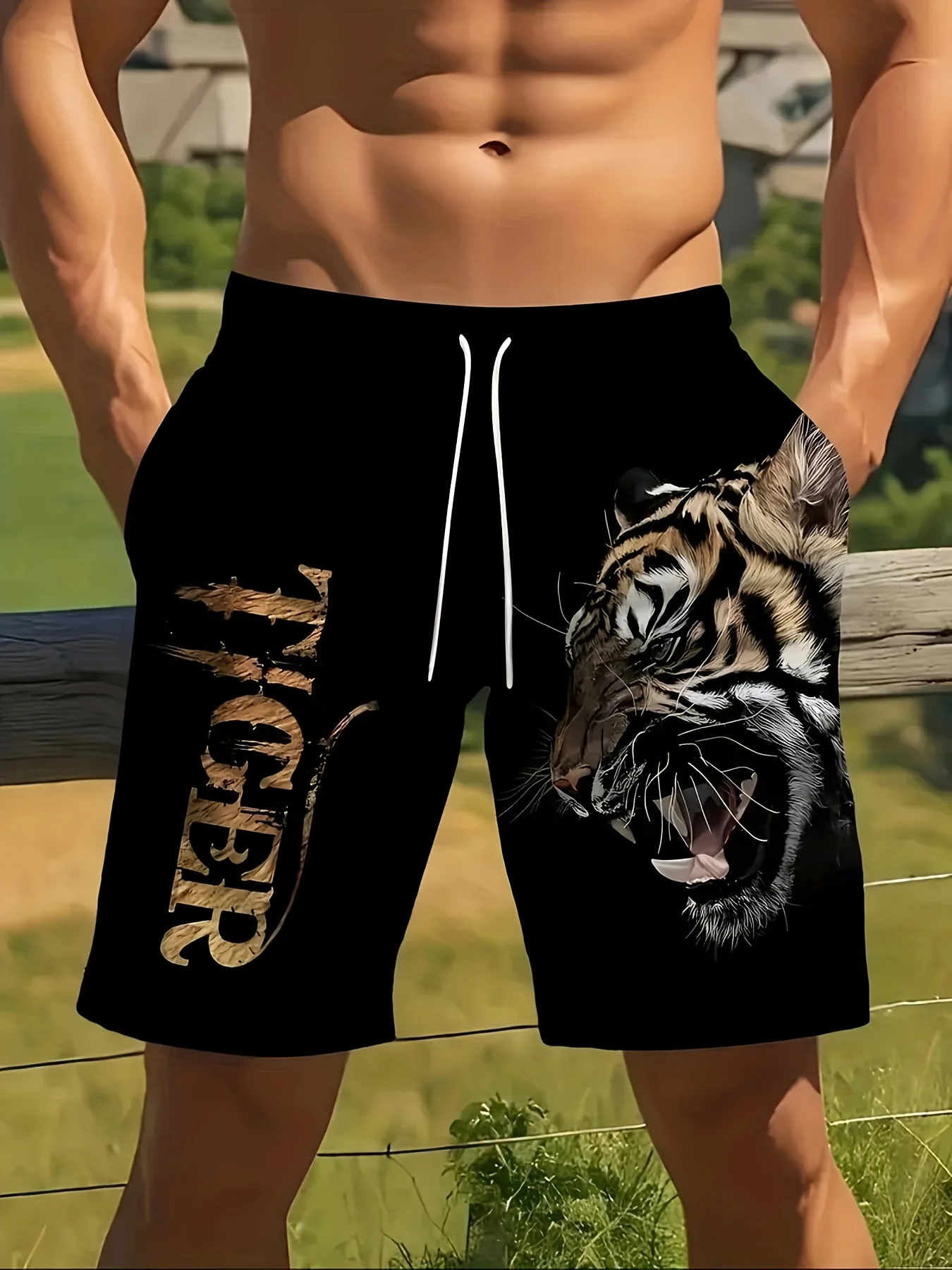 

Tiger Pattern Men's Shorts Classic Fashion Couple 3D Printed Beach Shorts Casual Fashion Versatile Street Explosion