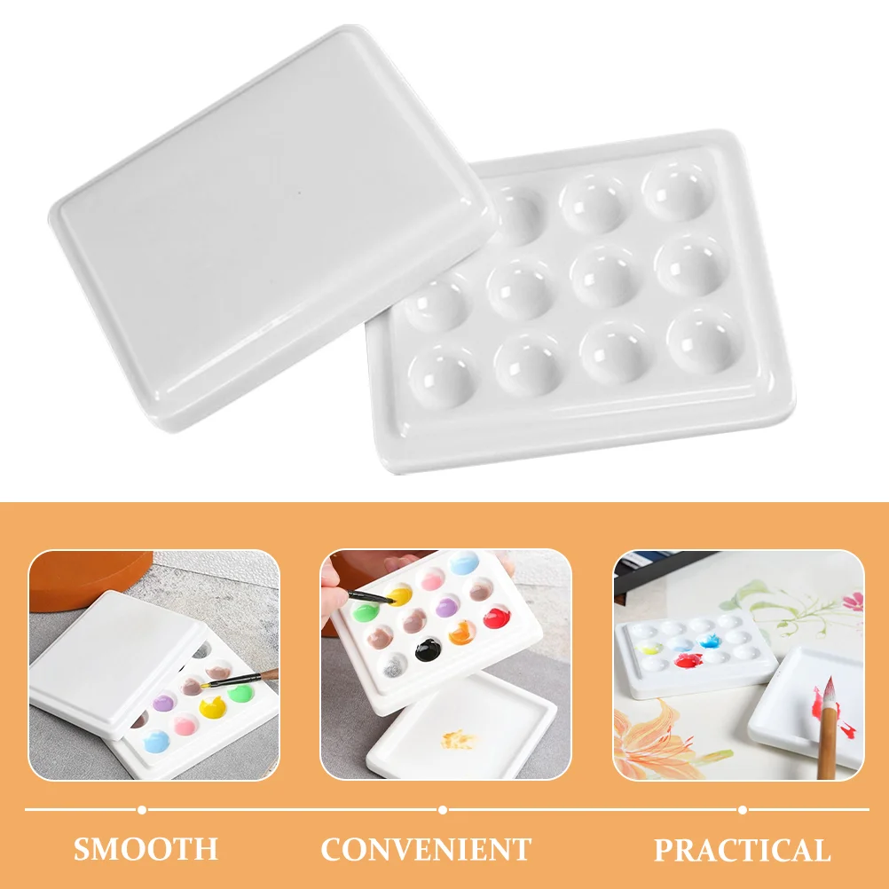 12 Compartment Watercolor Palette Lightweight Plastic Paint Pallet Small Mixing Tray Cups for Artists Students