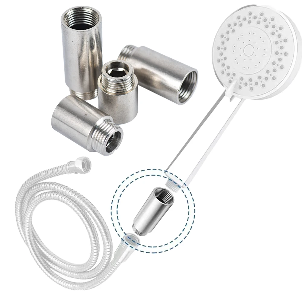 1/2 inch Male/Female Thread Shower Head Extension Pipe 10-100mm Stainless Steel Bathroom Shower Extension Bathroom