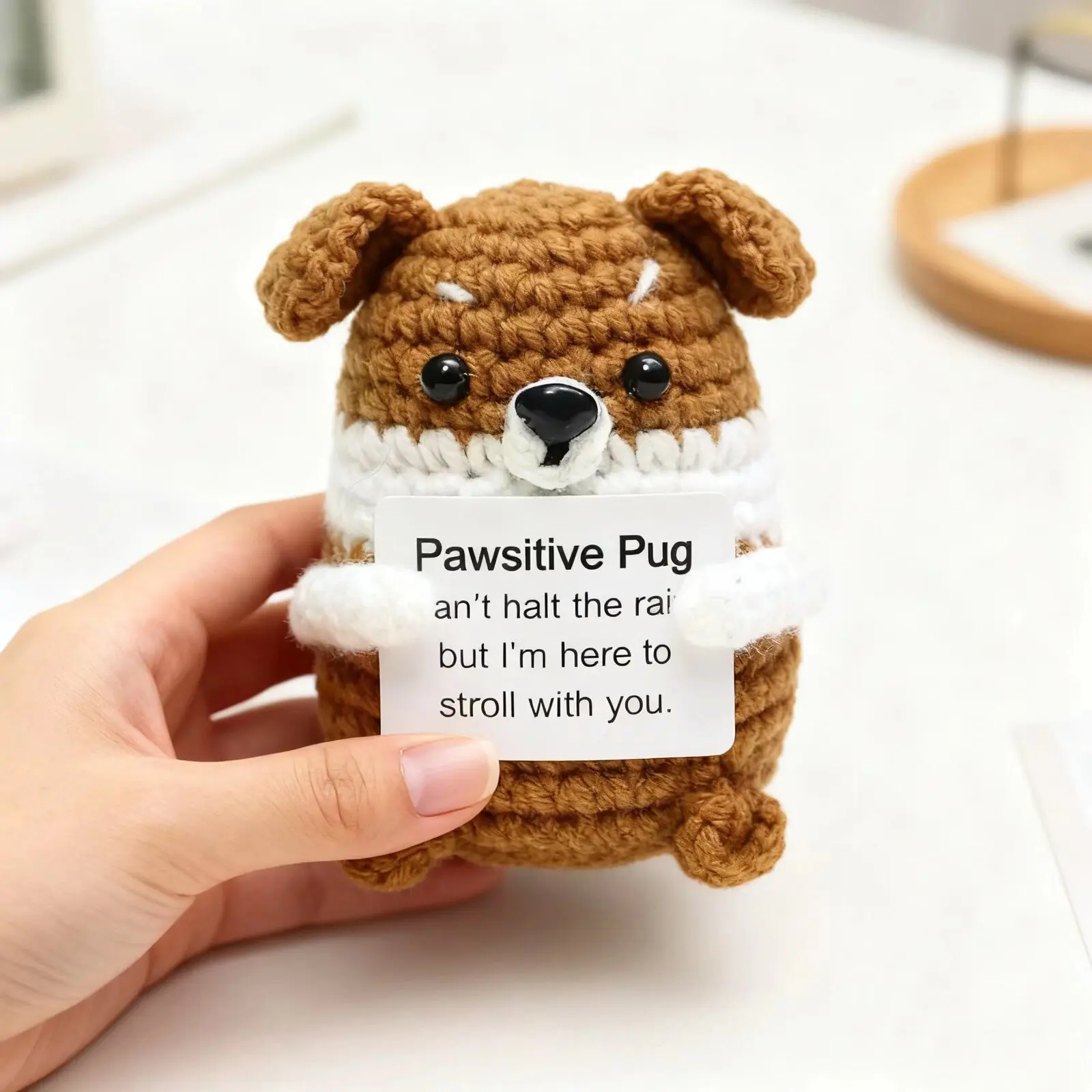 Funny Crochet hamster Charm Handmade Knitted Ornament Pawslive hamster Card Kawaii Bookshelf Decor Emotional Support