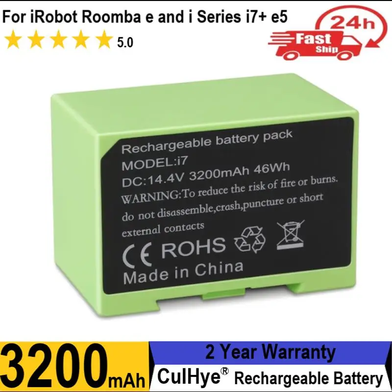 To I7 14.4V 3200mAh i7 Battery Replacement for iRobot Roomba e and i Series i7+ e5 7150 7550 i3 3150 i3+ 3550 i4 4150 i4+