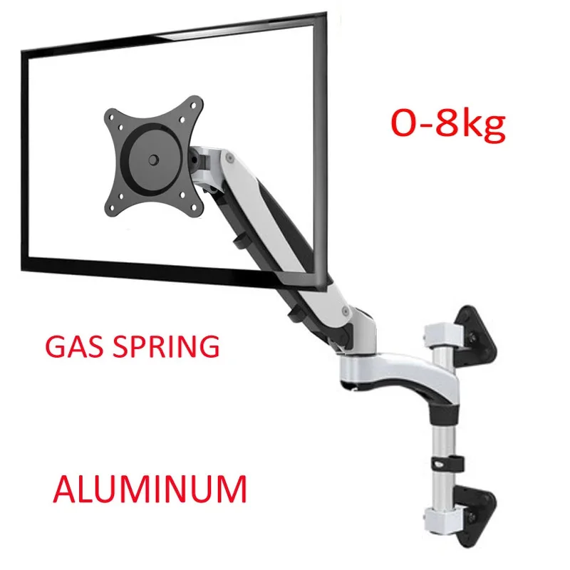 

D-MOUNT FE160W Aluminum Alloy 10"-27“ monitor wall mount bracket touch screen holder hang on wall tilt swivel pivot 0-8kg lift