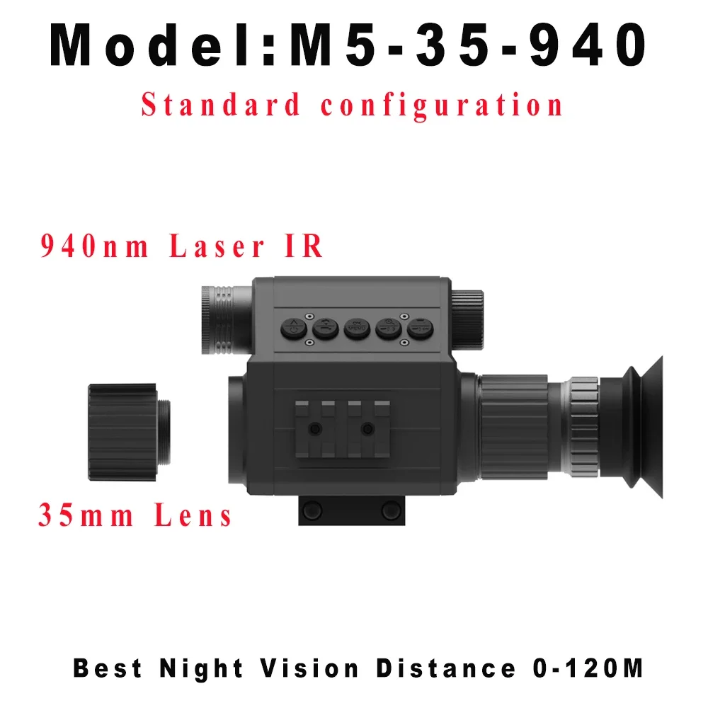 Megaorei M5 nachtzichtgeweerkijker, monoculaire jachtcamera, optiekvizier, 850 nm 940 nm infrarood invullicht