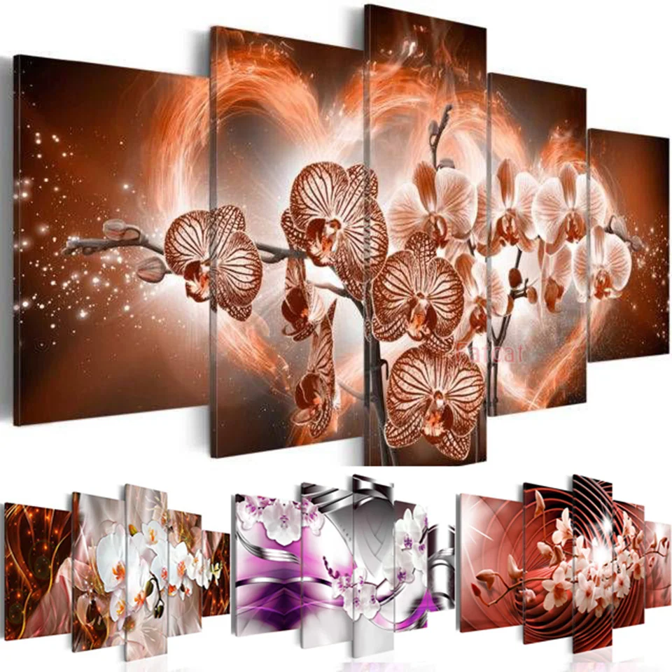 

Diamond Painting Embroidery 5 piece Orchid Flower Painting module Diamond Painting Cross Stitch wall art decoration WE491