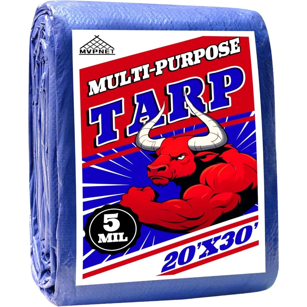 

20x30 ft 5mil Blue Waterproof UV Resistant Tarp for Outdoor Covering, Camping, and Garden Use