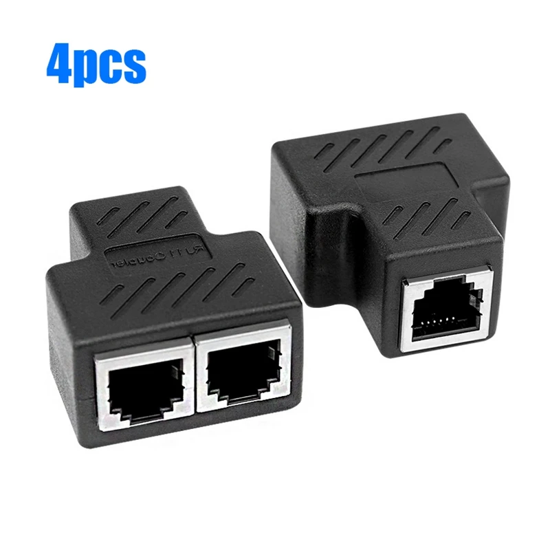 4PCS RJ45 Ethernet Splitter Connector 1 To 2 Splitter Adapter For Simultaneous Internet Access