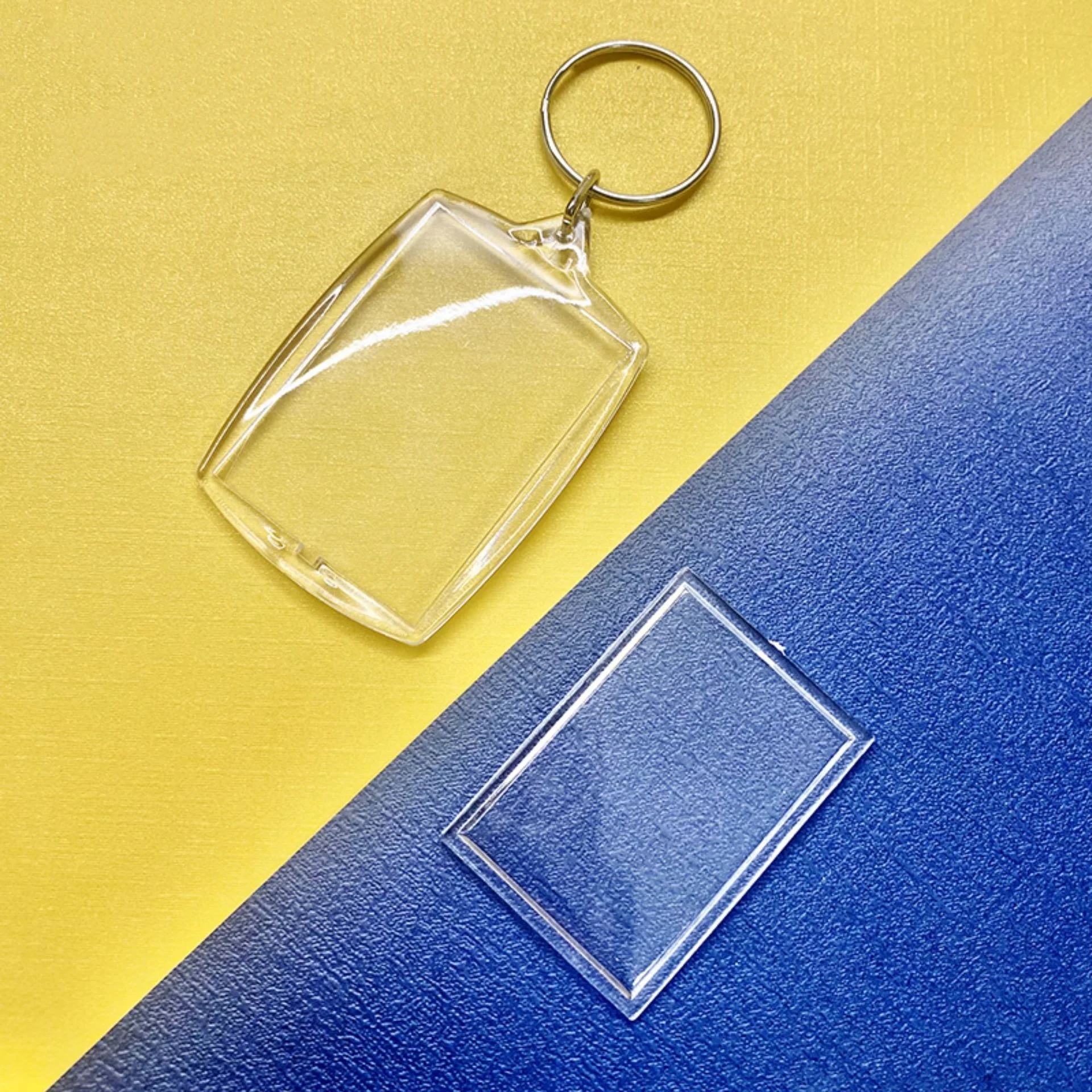 10Pcs Clear Acrylic Photo Frame Keychain Double Sided Blank Picture Insert Keyrings DIY Craft Supplies